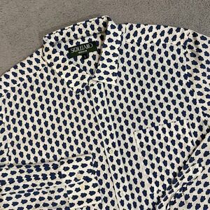 Souleiado Button Up Shirt Men's 3 Geometric Floral Long Sleeve Luxury Cotton